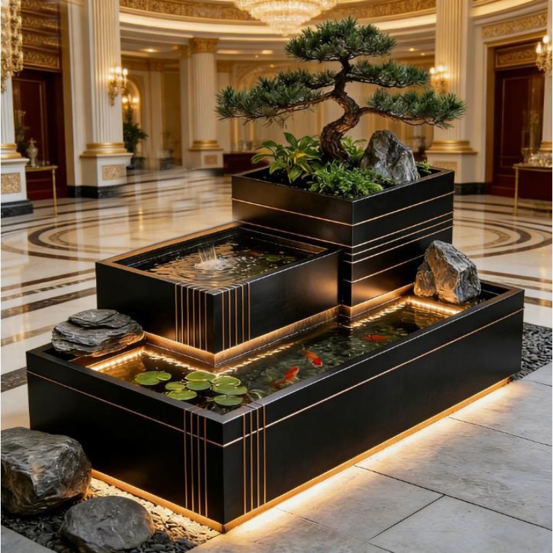 Stainless Steel Waterfall Feat - Bonsai Garden With Koi Pond 评论和价格