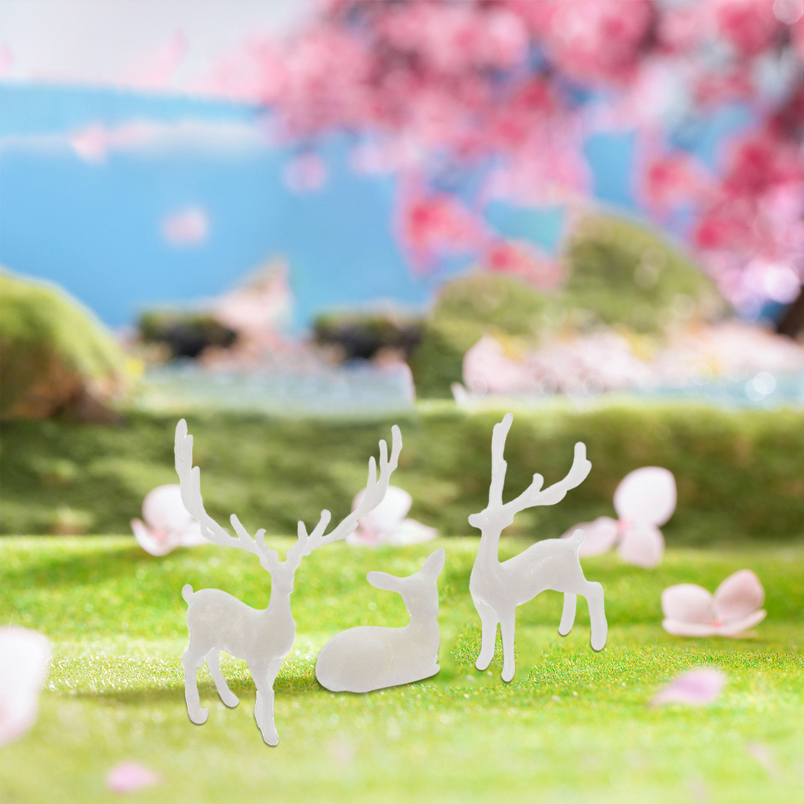 3Pcs Lifelike Resin Elk Statue - Bonsai Garden Landscape Design 评论和价格
